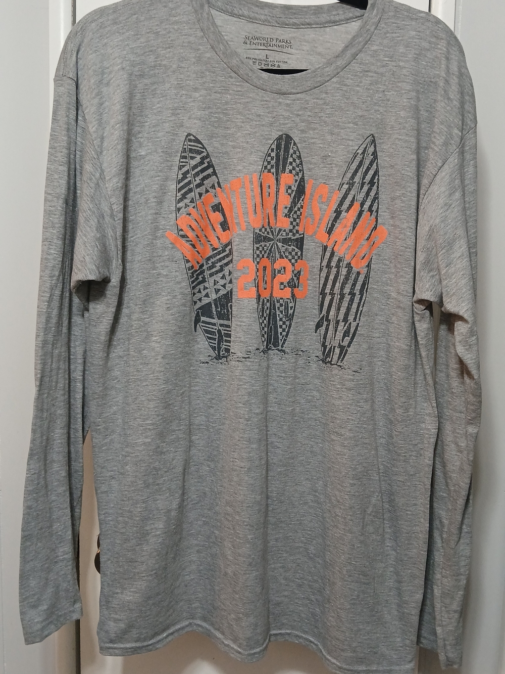 Adventure Island 2023 Long Sleeve Graphic Tee - Gray